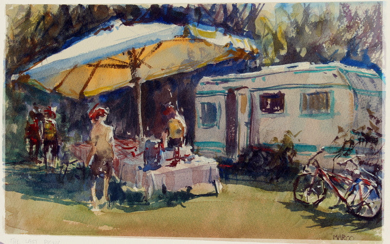 SOLD - Picnic in Sicily - watercolour Painting - Marco Bucci Art Store