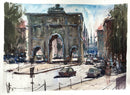 SOLD - Munich Gate - Watercolour Painting - Marco Bucci Art Store