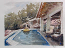 Poolside, Costa Rica - watercolour Painting - Marco Bucci Art Store